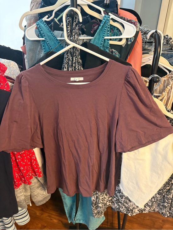 Maurices Tops - Maurices Dark Mauve Scoop Neck Bubble Sleeve Tee - Medium